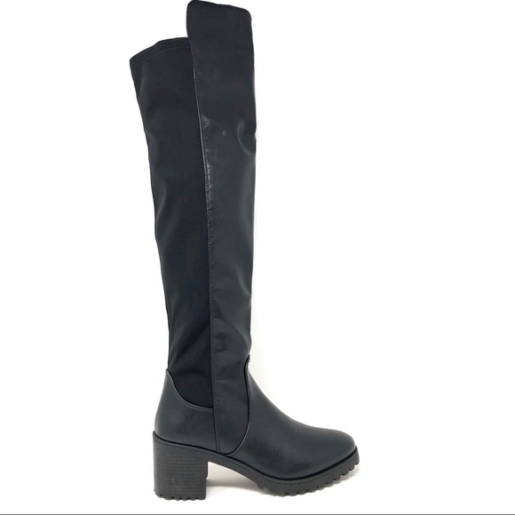 ❤️HP! Black Knee High Lug Boots - Picture 3 of 5